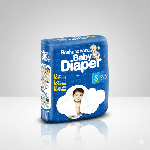 Bashundhara Belt Style Baby Diaper (4-8Kg) - S 40pcs