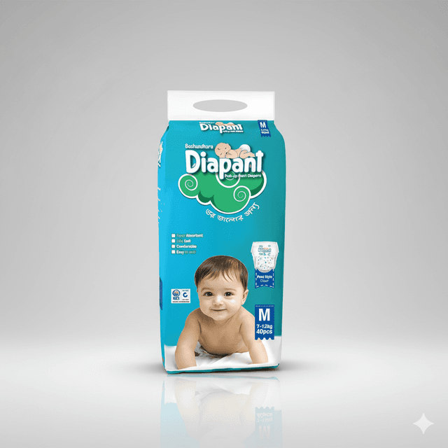 Bashundhara Belt Style Baby Diaper (7-12Kg) - M 40pcs