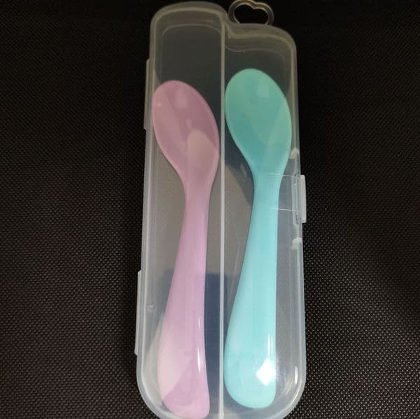 Double color PP simple spoon with Box