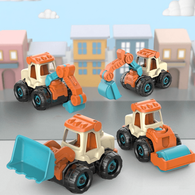 Engineering truck digger toy DIY detachable assembly 4 Trucks